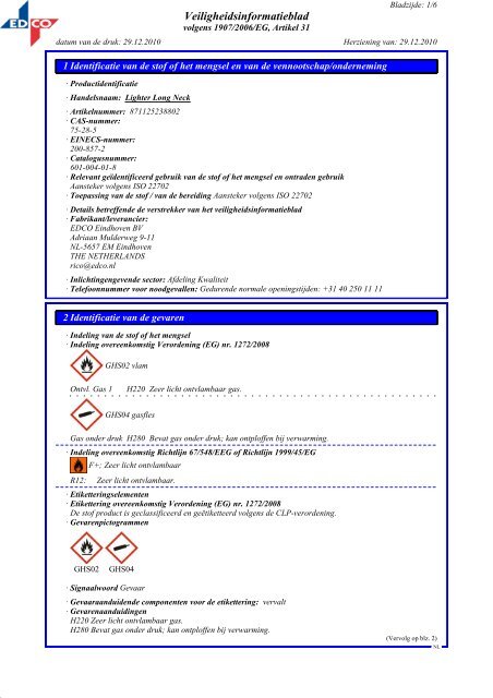 Veiligheidsinformatieblad