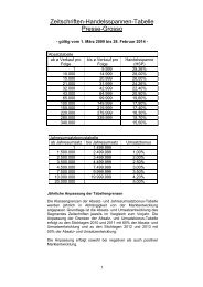 Zeitschriften-Handelsspannen-Tabelle Presse-Grosso