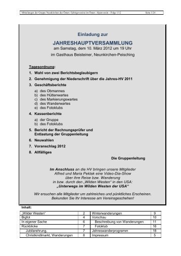 Mitteilungen 1/2012 - Gebirgsverein - Neunkirchen