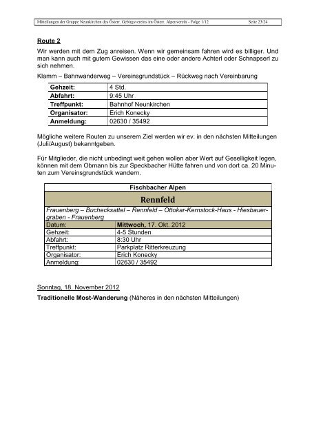 Mitteilungen 1/2012 - Gebirgsverein - Neunkirchen