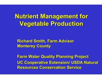 Nutrient Management for Vegetable Production - Monterey County