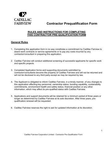 Contractor Prequalification Form