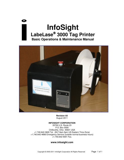 Ll3000 Printer O Amp M Manual Reva3 Pdf Infosight Corporation