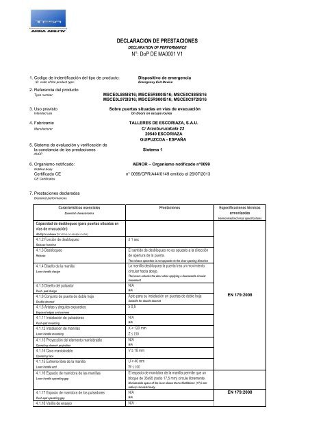 DoP para Dispositivos de Emergencia-Manillas CE.pdf - Tesa