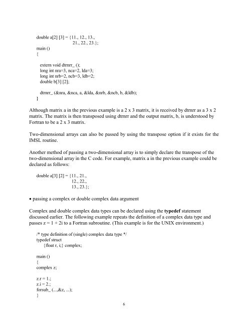 HOW TO CALL THE IMSL FORTRAN LIBRARIES FROM C by ...