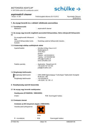Aspirmatic Cleaner biztonsági adatlap 2010 feb.pdf