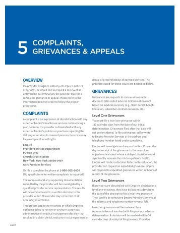 5 - Complaints, Grievances & Appeals