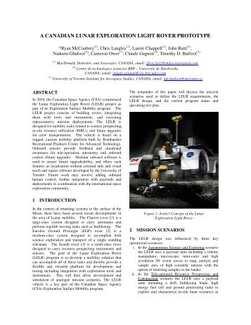 a canadian lunar exploration light rover prototype - Autonomous ...