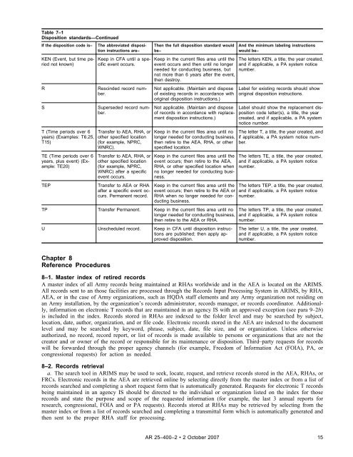 The Army Records Information Management System (ARIMS)