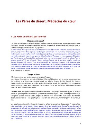 PÃ¨res du dÃ©sert mÃ©decin du coeur soeur Marie ... - La Voie du SOI