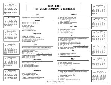 District School Calendar for 2005-2006 - Richmond Community ...