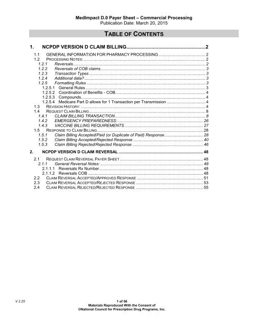 Medcarea D 0 Commercial Payer Sheet Medimpact