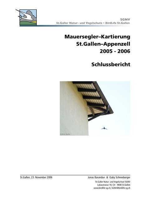 Mauersegler-Kartierung St.Gallen-Appenzell - BirdLife St.Gallen