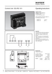 Control Unit SG-RS 1X1 Operating Instructions