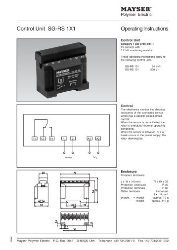 Control Unit SG-RS 1X1 Operating Instructions