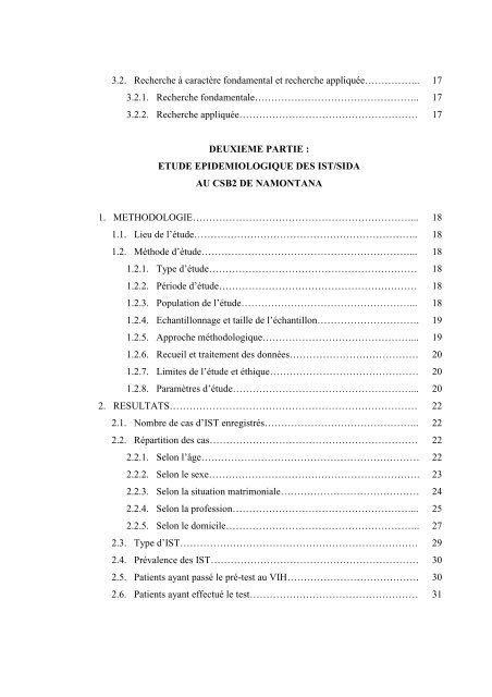 ASPECTS EPIDEMIOLOGIQUES DES IST/SIDA DANS LE ...