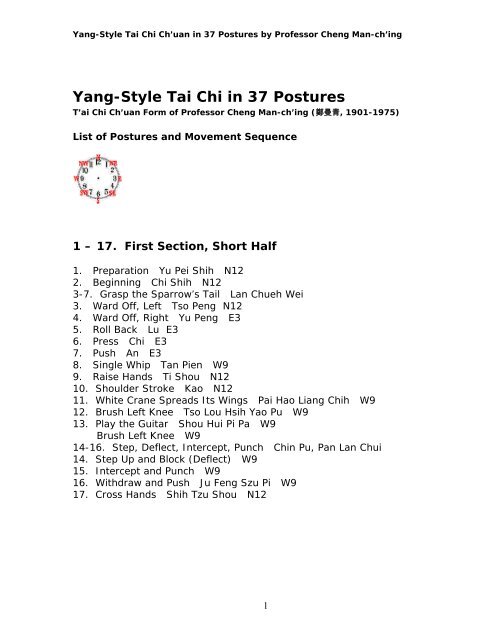 Yang-Style Tai Chi in 37 Postures - Green Way Research