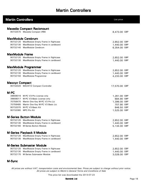 Download price list - Batmink Ltd