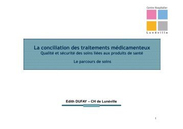 La conciliation des traitements médicamenteux - OMéDIT Basse ...