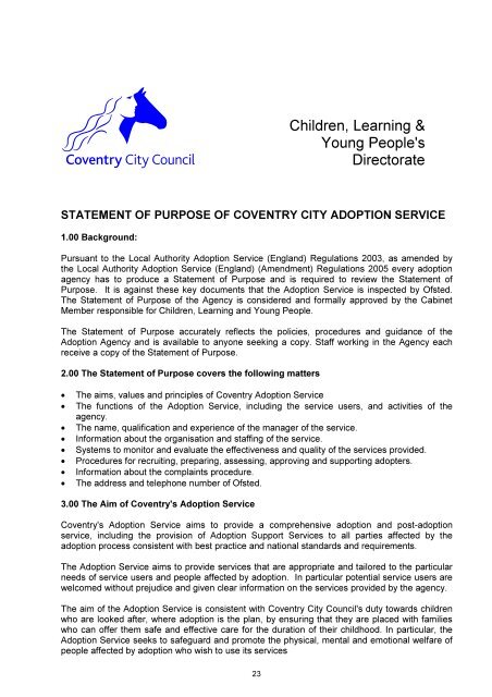 Adoption Service Annual Report and Statement of Purpose PDF 258 ...