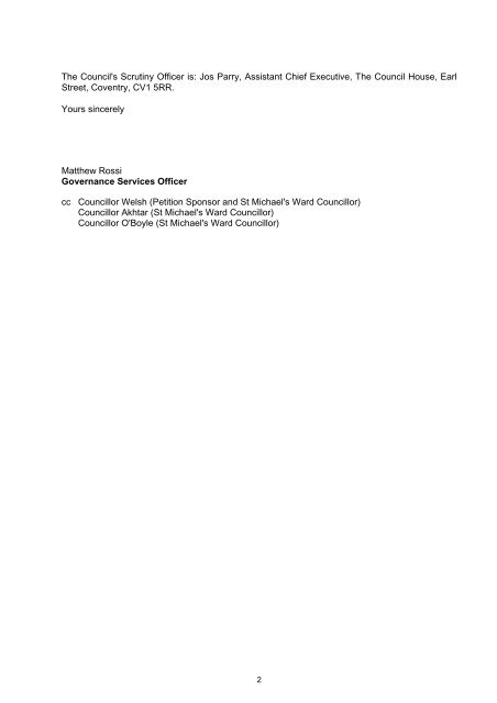 53) Petition Decision Letter - Wellington Street Car Park PDF 17 KB