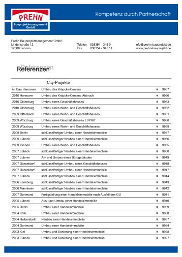 Referenzen - Prehn Bauprojektmanagement GmbH