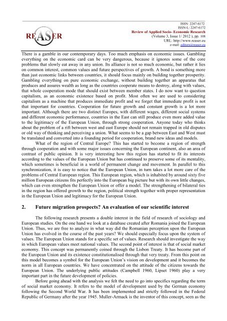 Volume 3, ISSUE1/2012 - Review of Applied Socio-Economic ...