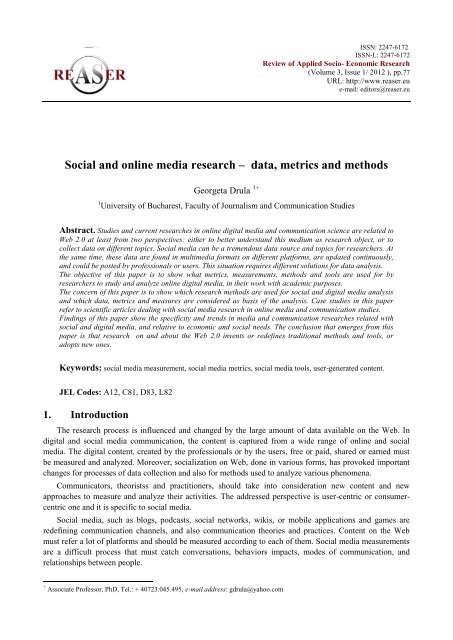 Volume 3, ISSUE1/2012 - Review of Applied Socio-Economic ...