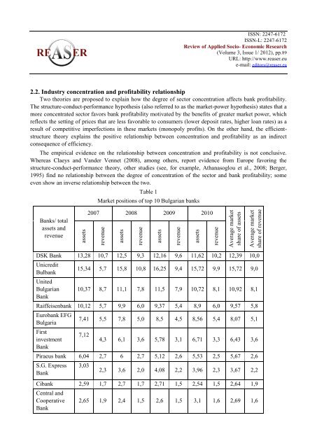 Volume 3, ISSUE1/2012 - Review of Applied Socio-Economic ...