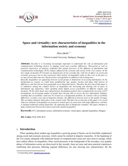 new characteristics of inequalities in the information society and ...