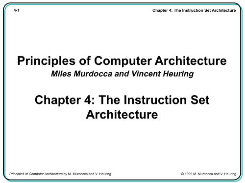 Chapter 4: The Instruction Set Architecture - 10/31/2013 02:13:31 ...