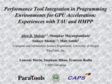 Performance Tool Integration in Programming Environments for ...