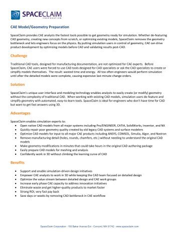 CAE Model/Geometry Preparation Challenge Solution ... - SpaceClaim