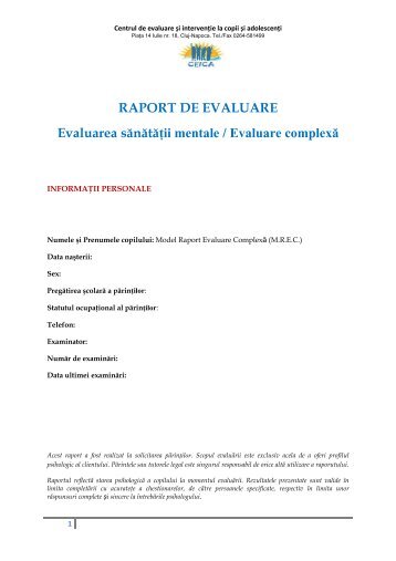 Raport evaluare complexa - ceica