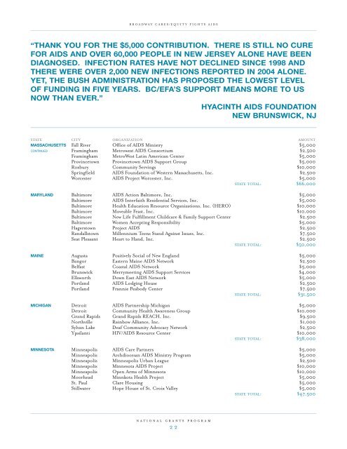 BC/EFA Annual Report 2004 - Broadway Cares/Equity Fights AIDS