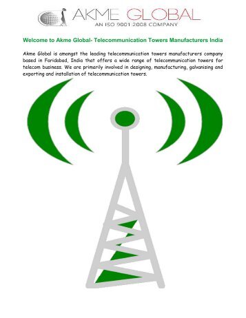 Telecommunication Towers Manufacturers India