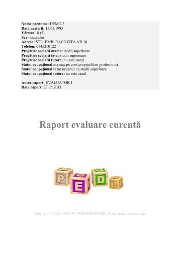 Raport evaluare curentÄ - Cognitrom SRL