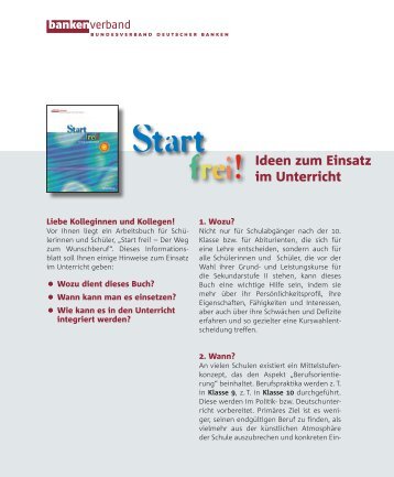 Start frei ! Informationen für Schulabgänger - Didaktisierung