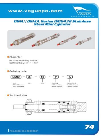 DSNU / DSNUL Series ISO6432 Stainless Steel Mini Cylinder