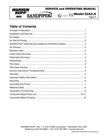 Model SSA2-A Table of Contents - Fluid Systems Inc