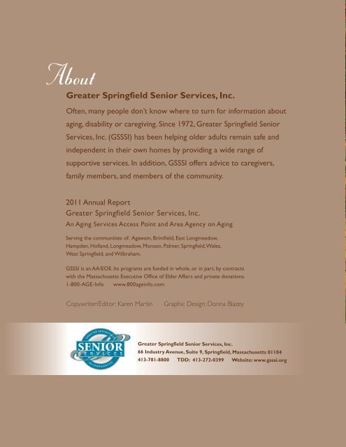 Annual Report 2011 - Greater Springfield Senior Services