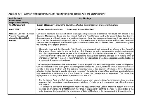 Half Year Internal Audit Progress Report PDF 149 KB