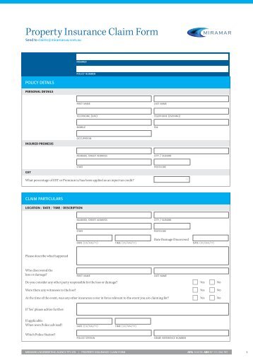 Bathing Box Property Insurance Claim Form - AIS Insurance Brokers