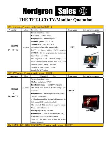 THE TFT-LCD TV/Monitor Quotation - Nordgrensales
