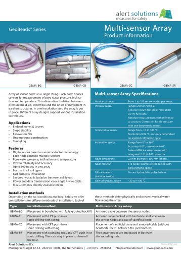 Specs sheet GeoBeads Multi-sensor Array - Alert Solutions