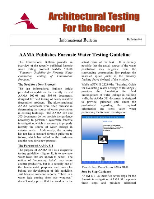 AAMA Publishes Forensic Water Testing Guideline - Architectural ...