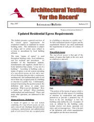 Updated Residential Egress Requirements - Architectural Testing