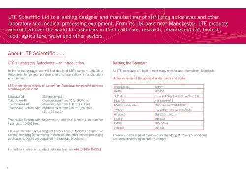 Laboratory Autoclave Literature (all ranges) - LTE Scientific Ltd