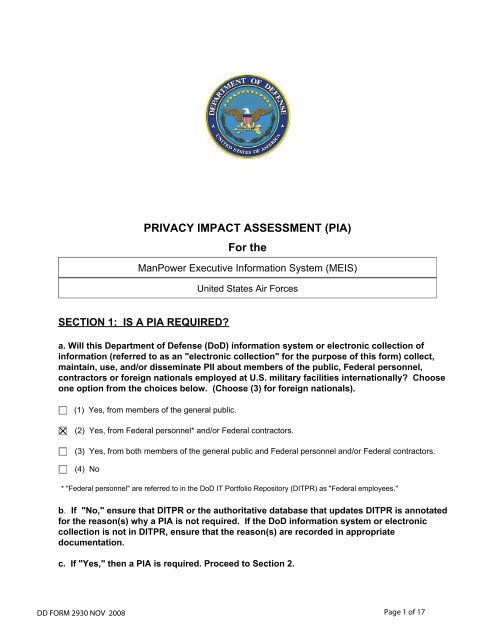 ManPower Executive Information System - Air Force Privacy Act