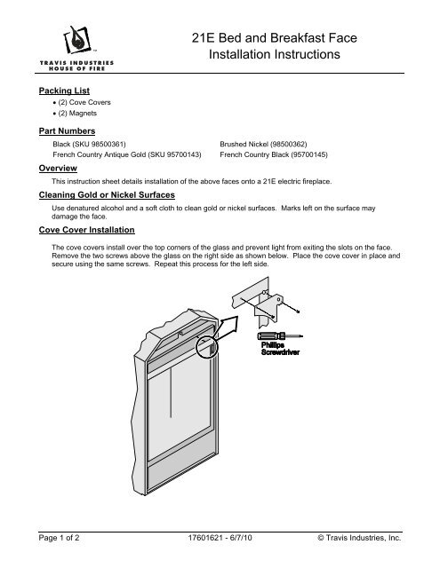 21e Bed And Breakfast Face Installation Instructions Fireplace